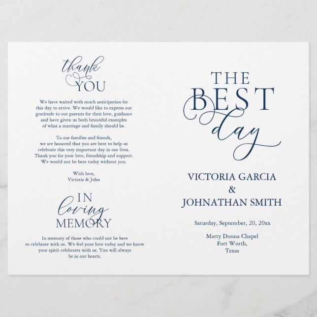 Bästa dagen, Bröllop-Ceremony-program (Framsida)