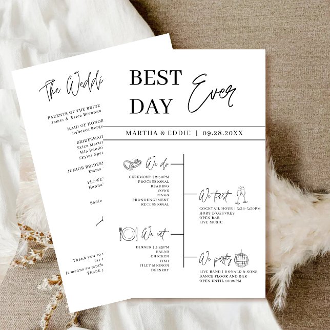 Bästa dagen någonsin Bröllopsschema Program (Best Day Ever wedding timeline program keeps your day organized and stress-free with style.)