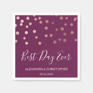 Bästa dagen någonsin Burgundy Confetti Bröllop Pappersservett