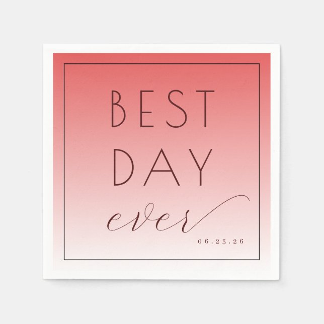 Bästa Dagen Någonsin Celebratorisk Korallgradient Pappersservett (Framsidan)