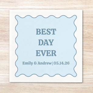 Bästa dagen någonsin Dusty Blue Scalloped Personli Pappersservett
