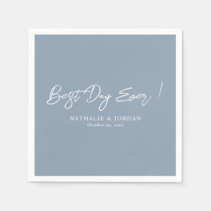 Bästa dagen någonsin! Elegant Dusty Blue Bröllop N Pappersservett