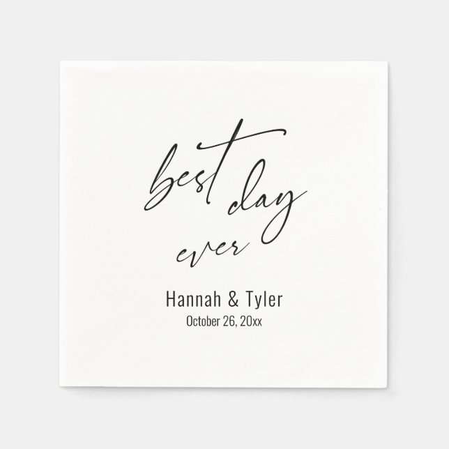 Bästa dagen någonsin Enkel elegant bröllop Pappersservett (Framsidan)