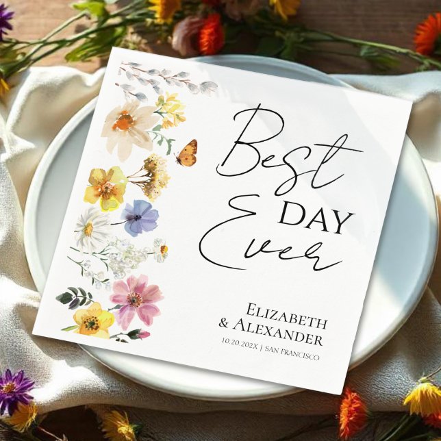 Bästa dagen någonsin | Färgämne Wildblomma Boho Br Pappersservett (Skapare uppladdad)