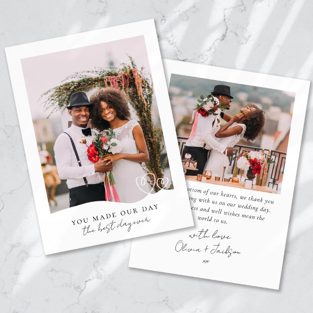 Bästa dagen någonsin Heart Photo Bröllop Tack Kort (Skapare uppladdad)