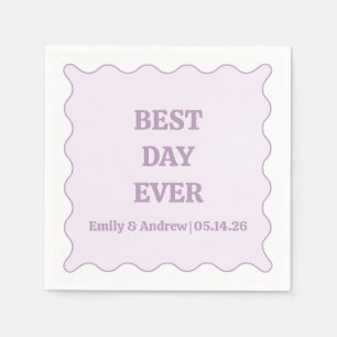 Bästa dagen någonsin Lavender-Lilan Vågigt Personl Pappersservett