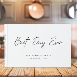 Bästa dagen någonsin | Minimalistisk vit Bröllopsd Gästböcker