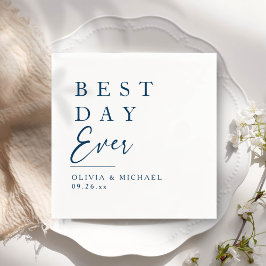 Bästa dagen någonsin | Minimalistisk vit Bröllopsd Pappersservett