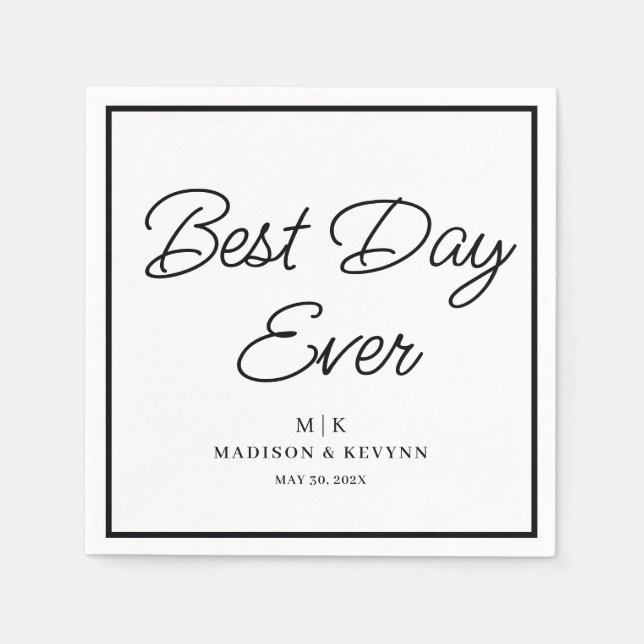 Bästa dagen någonsin - minimalt och Chic | Bröllop Pappersservett (Framsidan)