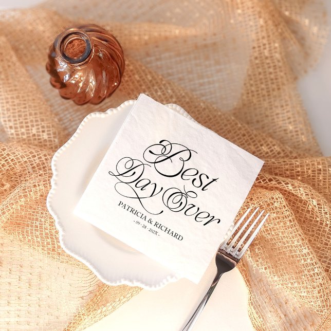 Bästa dagen någonsin Modern Minimalistisk Bröllop Pappersservett (Skapare uppladdad)