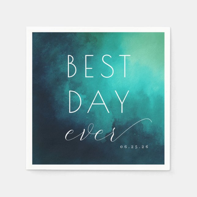 Bästa dagen någonsin Optimistisk Turkos Akvarell Pappersservett (Framsidan)