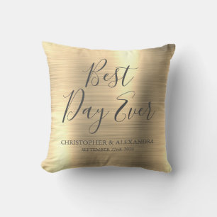 Bästa dagen någonsin Ro Guld Metallic Bröllop Kudde