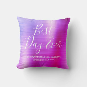 Bästa dagen någonsin Ro Rosa Lila Bröllop Kudde