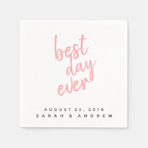 Bästa dagen någonsin Rosa Bröllop Cocktail Napkin