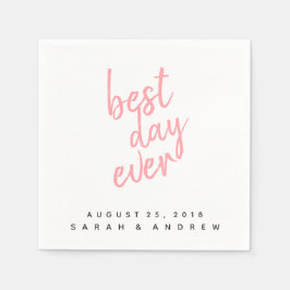 Bästa dagen någonsin Rosa Bröllop Cocktail Napkin Pappersservett