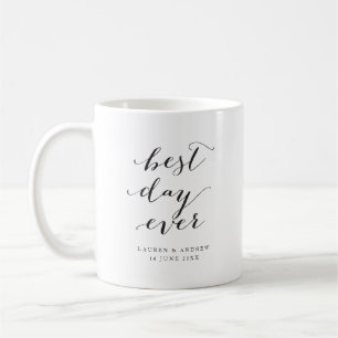 Bästa dagen någonsin, svart och vit kalligrafi, Br Kaffemugg