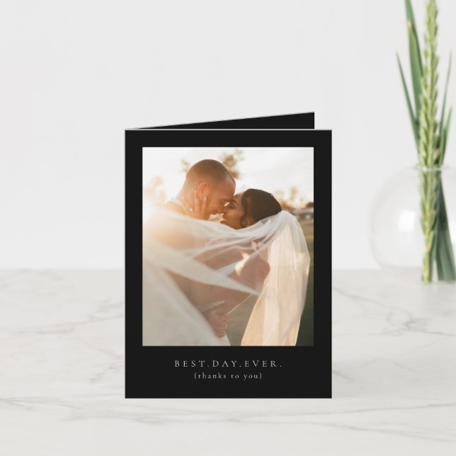 Bästa dagen någonsin-Tacken med fotopat i Bröllop Tack Kort (Framsida)
