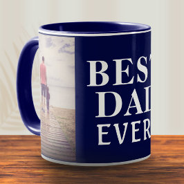 Bästa Dåliga Någonsin Fars Dag 2 Fotokollage Blå Mugg