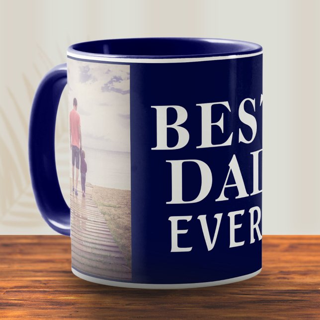 Bästa Dåliga Någonsin Fars Dag 2 Fotokollage Blå Mugg (Skapare uppladdad)
