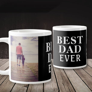 Bästa Dåliga Någonsin Fars Dag 2 Fotokollage Svart Jumbo Mugg