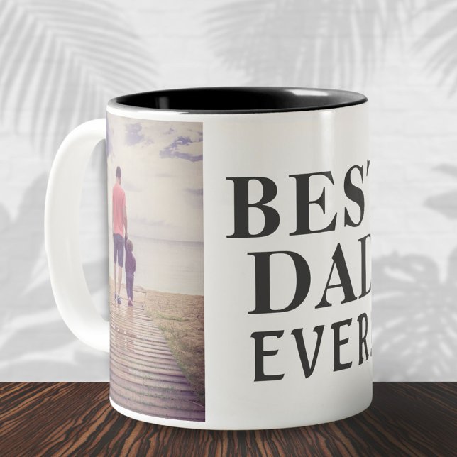 Bästa Dåliga Någonsin Fars Dag 2 Fotokollage Två-Tonad Mugg (Skapare uppladdad)