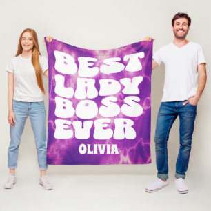 Bästa Dam Chef någonsin Retro Lila Tie Dye Anpassn Fleecefilt