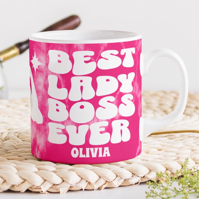 Bästa Dam Chef någonsin Retro Rosa Tie Dye Anpassn Jumbo Mugg (Skapare uppladdad)