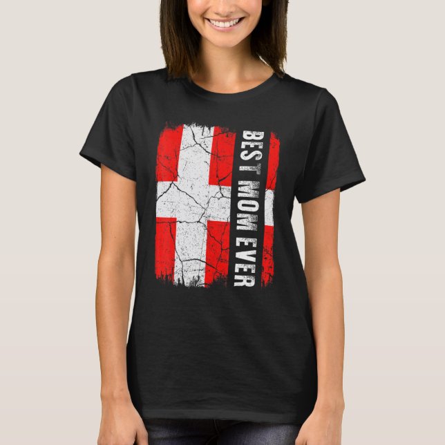 Bästa danska Mamma någonsin Danmark Flagga Mors da T Shirt (Framsida)
