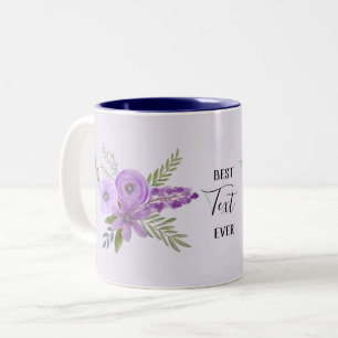 Bästa "din text" någonsin - Blommigt Violet Lavend Två-Tonad Mugg