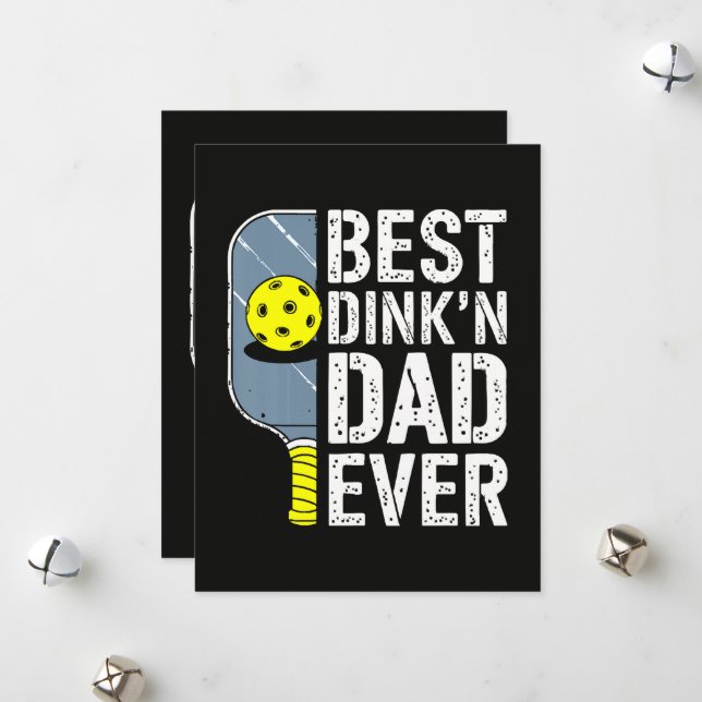 Bästa Dink'N Pappa Någonsin Pickleball Julkort (Fram/Back In Situ)