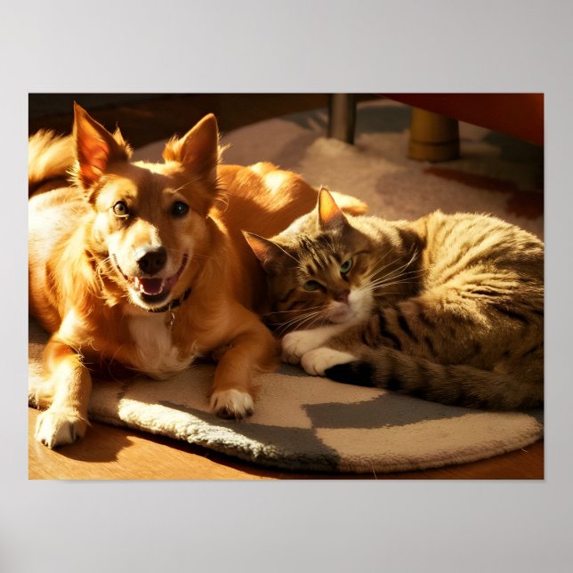 Bästa djurvänner: Hund av Orange och katt Poster (Framsidan)