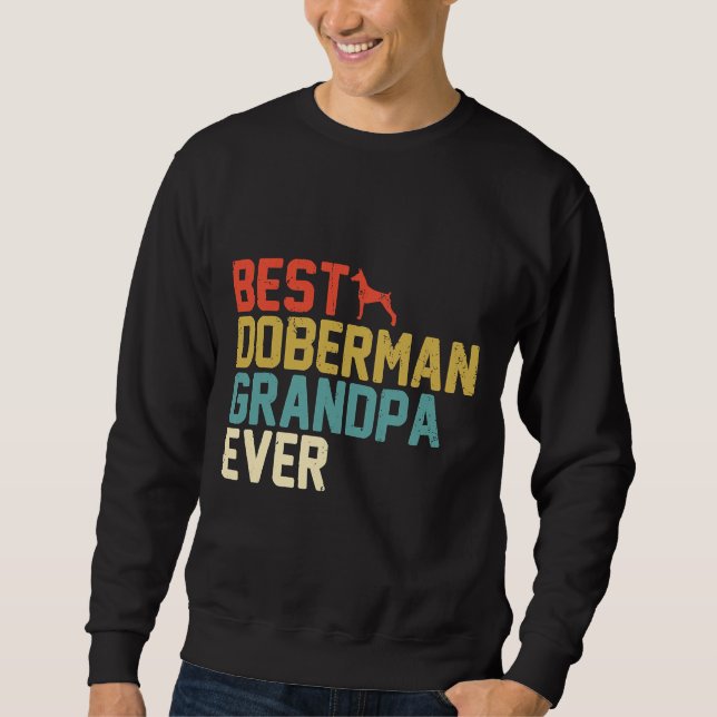Bästa Doberman Grandpa nånsin Retro Lång Ärmad Tröja (Framsida)