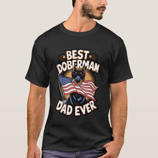 Bästa Dobermannpappa Patriotisk Design T Shirt (Framsida)