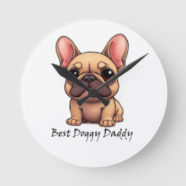 Bästa Doggy Pappa Fransk Bulldog Husdjur Hund Djur Rund Klocka