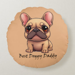 Bästa Doggy Pappa Fransk Bulldog Husdjur Hund Djur Rund Kudde