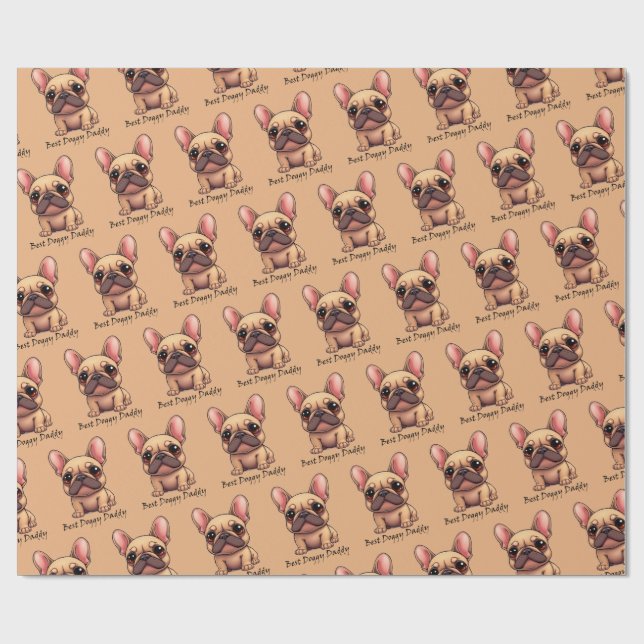 Bästa Doggy Pappa Frenchie Fransk Bulldog Hund Hus Presentpapper (Platt)