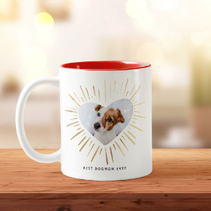 BÄSTA DOGMOM ALDRIG FOTO Guld Heart Mors dag Två-Tonad Mugg