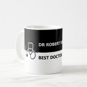 Bästa Doktor någonsin - eget namn - svartvitt Kaffemugg