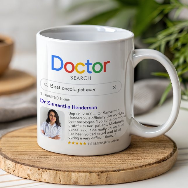 Bästa doktorn någonsin Sök med foto och meddelande Kaffemugg (Skapare uppladdad)
