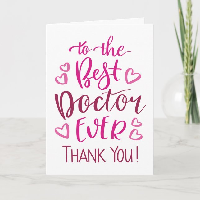 Bästa doktorn någonsin Tack Typografi i rosa Kort (Framsida)