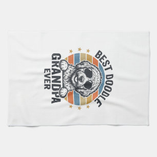 Bästa Doodle Farfar Någonsin Vintage Hund Tröja De Kökshandduk