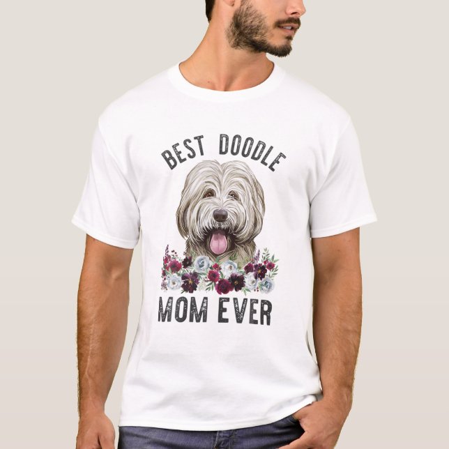 Bästa Doodle Mamma någonsin Blommigt Hund Mamma Bo T Shirt (Framsida)