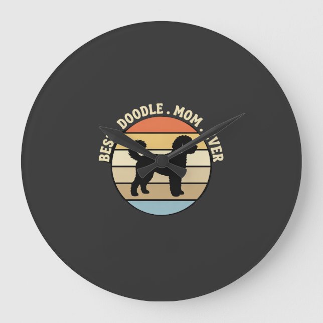 Bästa Doodle-Mamma Någonsin Retro Hund Stor Klocka (Framsida)