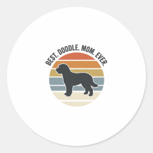Bästa Doodle-Mamma Någonsin Vintage Hundmamma Desi Runt Klistermärke