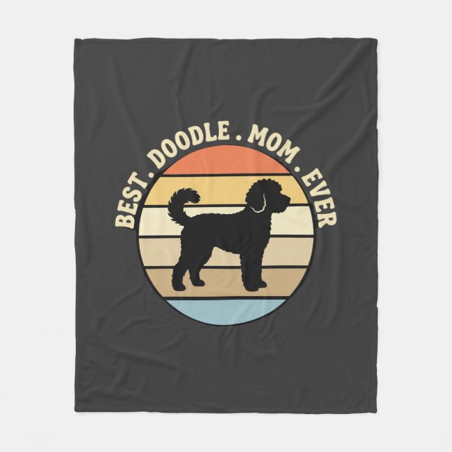 Bästa Doodle-Mamma Nånsin Retro Hund Fleecefilt (Framsidan)