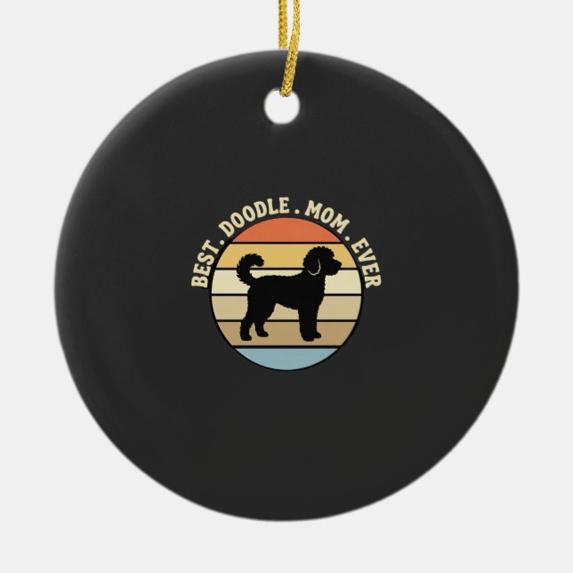 Bästa Doodle-Mamma Nånsin Retro Hund Julgransprydnad Keramik (Framsidan)