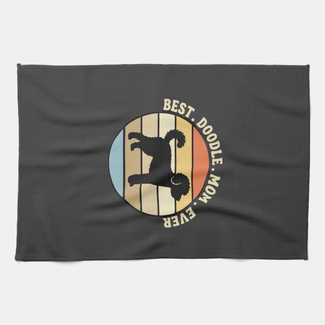 Bästa Doodle-Mamma Nånsin Retro Hund Kökshandduk (Horisontell)