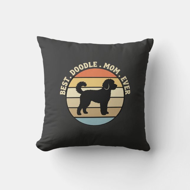 Bästa Doodle-Mamma Nånsin Retro Hund Kudde (Framsida)