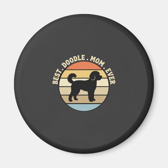 Bästa Doodle-Mamma Nånsin Retro Hund Magnet (Framsidan)