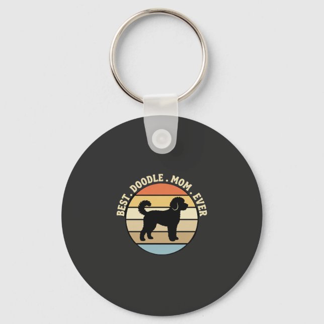 Bästa Doodle-Mamma Nånsin Retro Hund Nyckelring (Framsida)